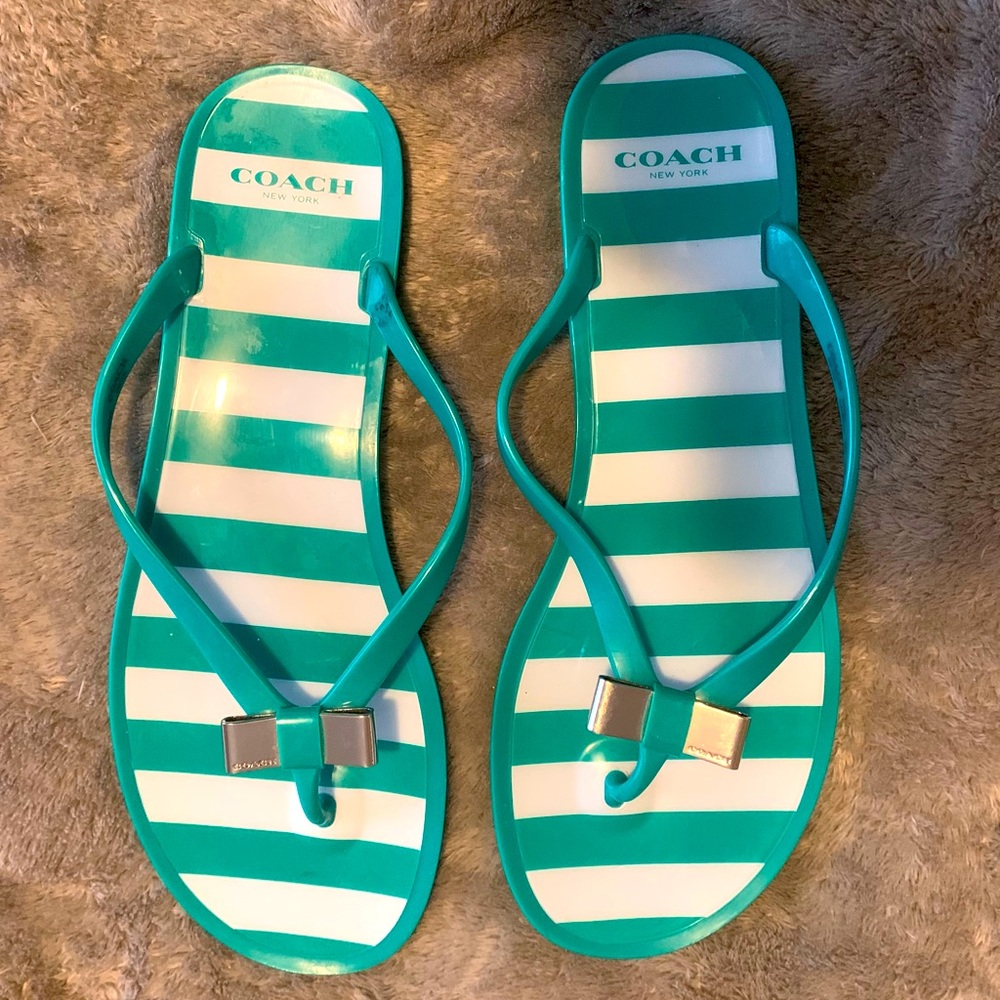 Coach Striped Flip Flops